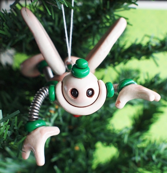 Robot Angel GREEN GIX Rustic Christmas by RobotsAreAwesome on Etsy