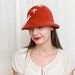 Vintage Autumn Hat - Rust Brown Hat by Anita Pineault - Laced Stitching