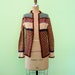 Moving SALE / Vintage 70s Cardigan Space Dye Sweater Maroon Lattice Stripe Pattern S/M
