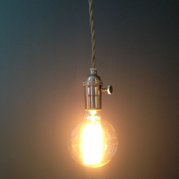 Industrial swag bare bulb pendant light Edison style.
