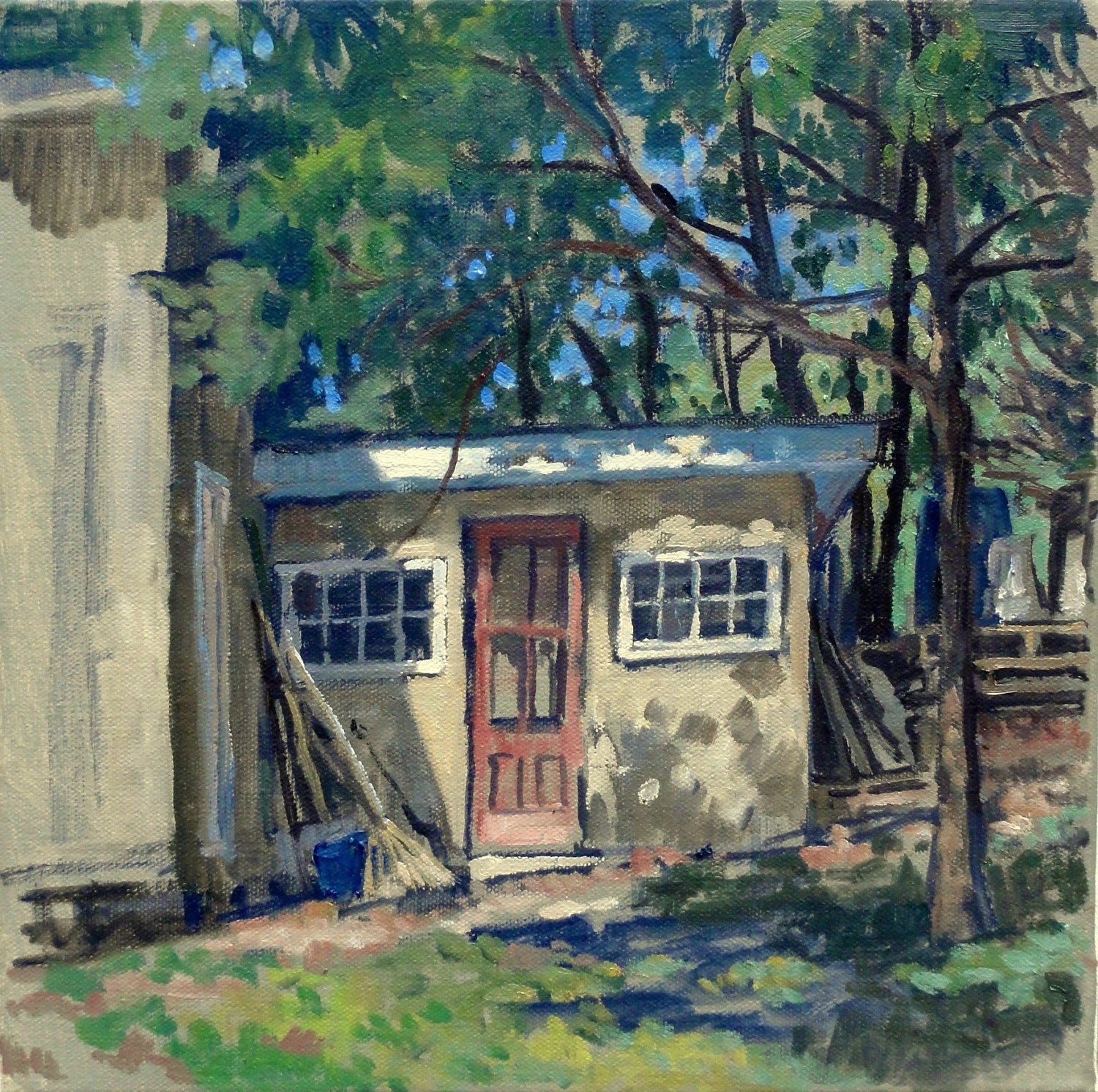 Little Shed Summer Light. Realist Oil Painting by wickstromstudio