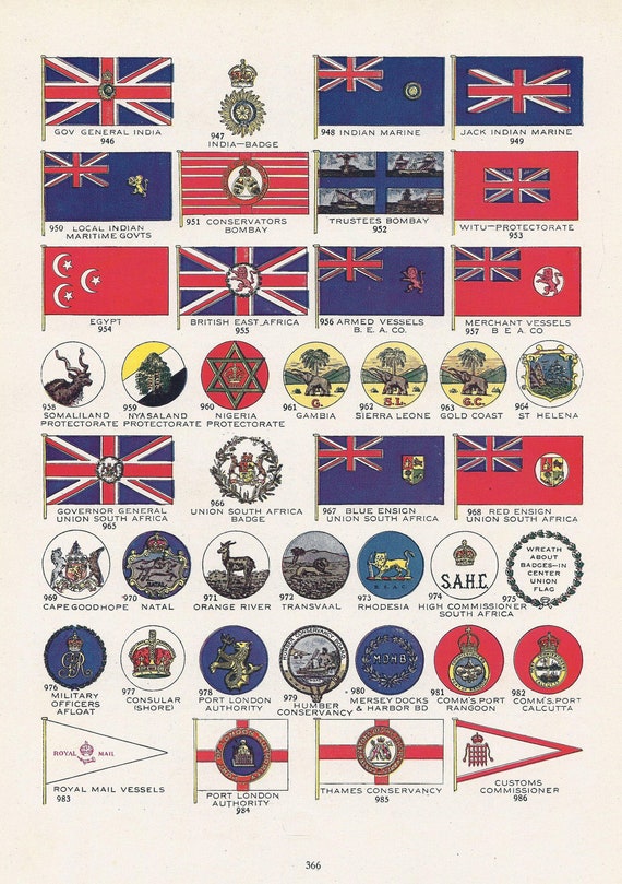 British Colonial Flags Vintage Illustration by VintageButtercup