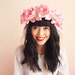 floral crown headband hair wreath - pink, romantic statement headpiece, large flower crown, oversized.