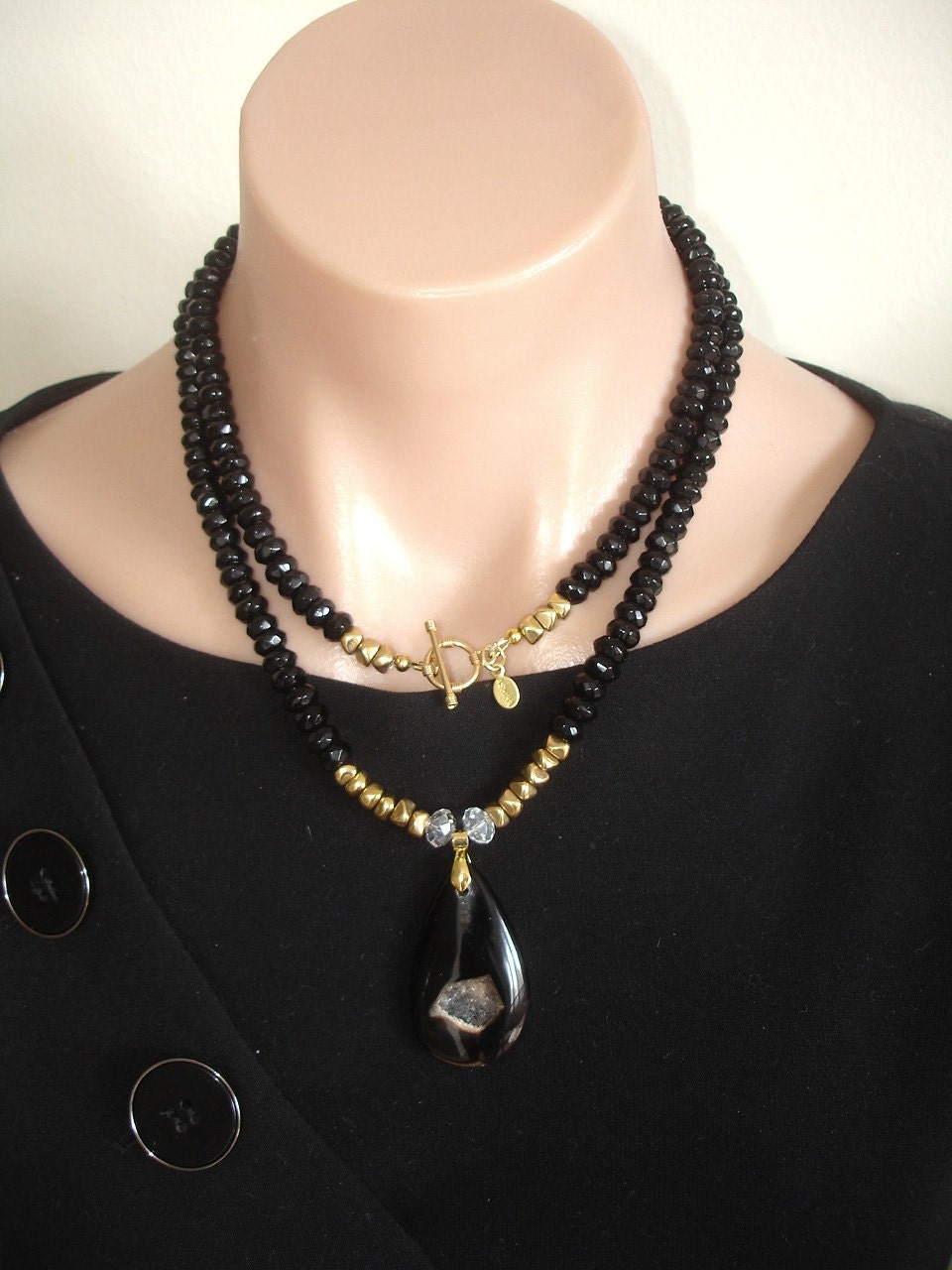 Ashira Black Onyx Gemstone Necklace with Luscious Black Agate