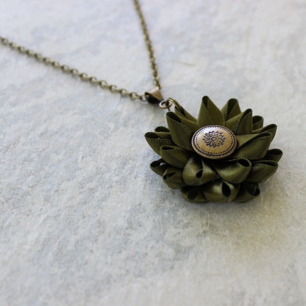 Olive Green Necklace Dark Green Necklace Olive Jewelry