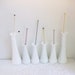 3 Small Snow White Milk Glass Vases //