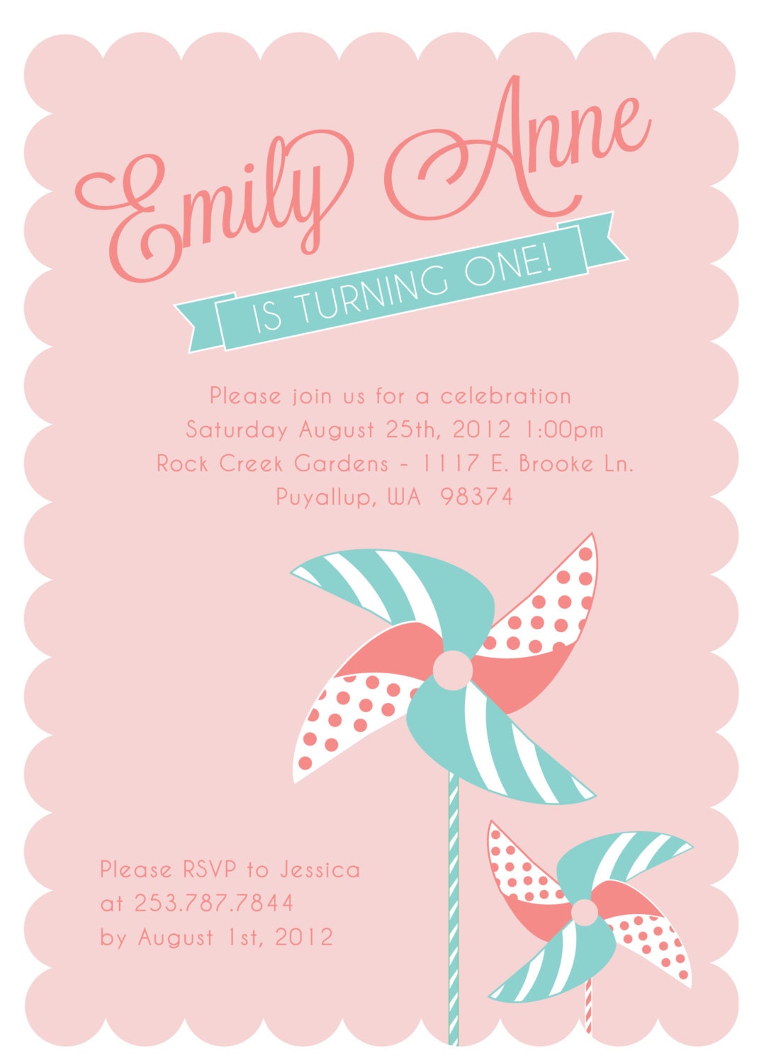Pinwheel Birthday Party Invitations 7