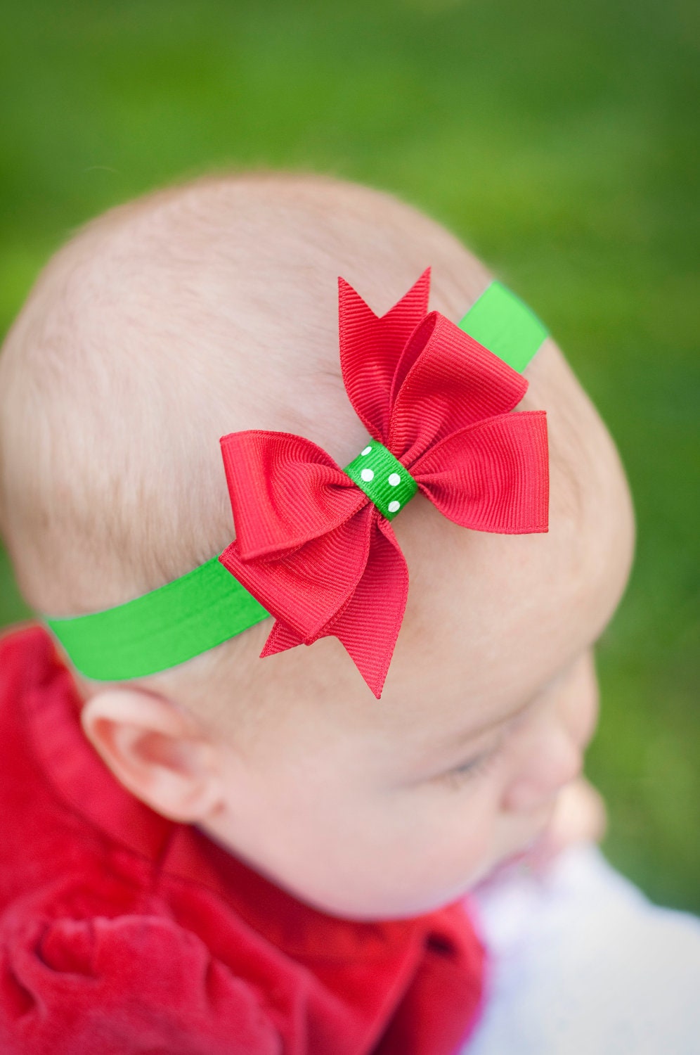 Baby Christmas Headband Red Bow Green Bow Christmas Baby