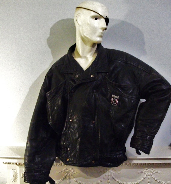 VILLAIN Leather Jacket Bad Cop Snake Plissken vintage