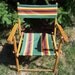 Vintage Oak Wood Folding Chair with Duck Cloth