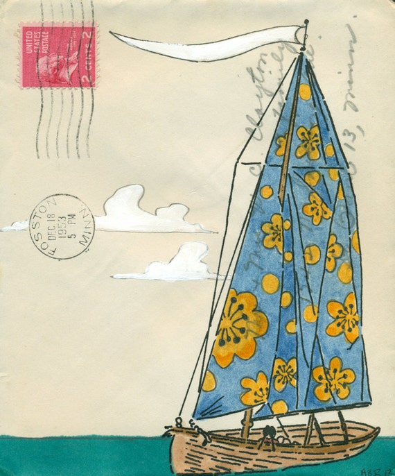 Sail Away With Me Honey/ Small Original Art by anicenestpress