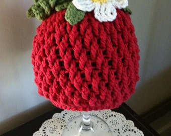 Knitting Pattern Strawberry Hats, knit strawberry small child medium child ad...
