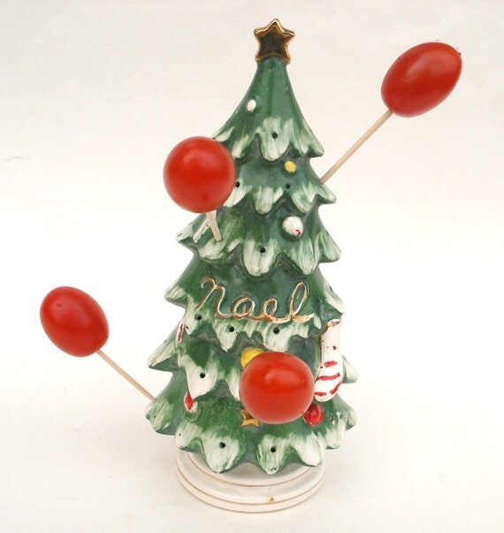 Lefton Christmas Tree Ceramic Hors D'Oeuvre Appetizers
