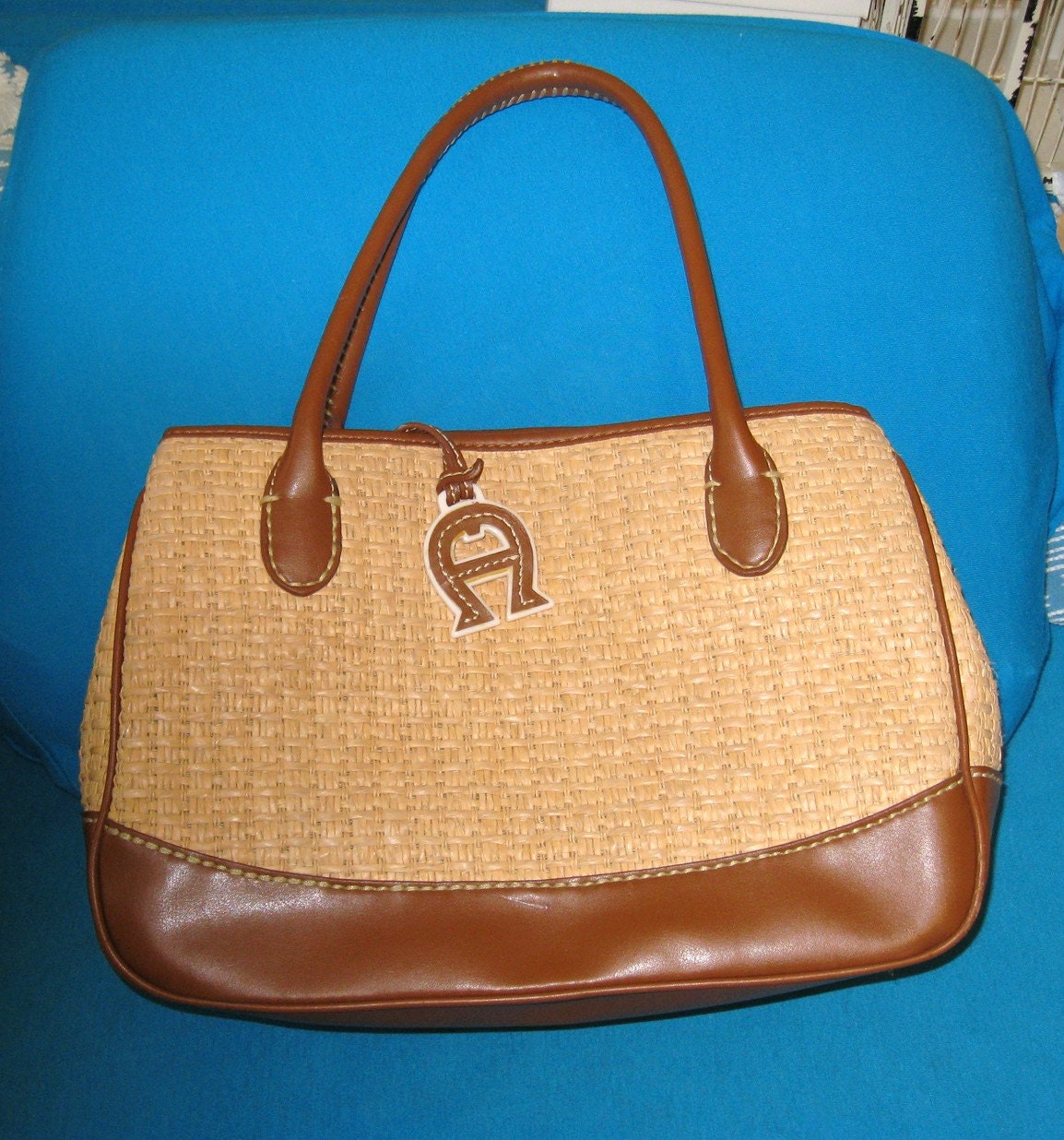 Large Vintage ETIENNE AIGNER Straw Handbag / by CookieGrandma60