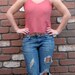 90s Red Beaded Fringe Strappy Tank Top
