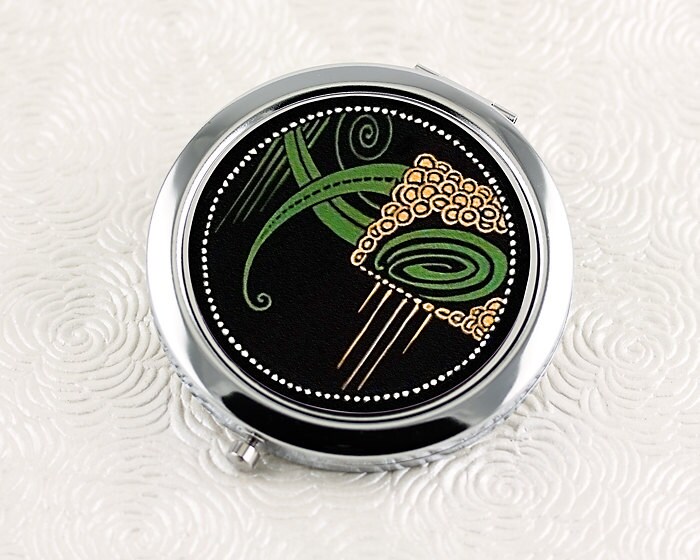 Art Deco Compact Mirror French Vintage by DecorativeDesignWKS