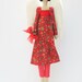 Handmade art doll Christmas Angel fabric doll red gold -cloth doll stuffed doll plush softie- Christmas decor,Christmas gift,gift for girl