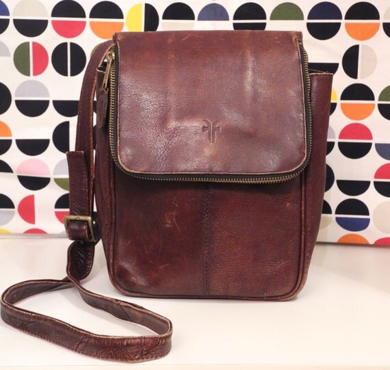Vintage Frye bag Cross body messenger handbag by TeaStainedLace