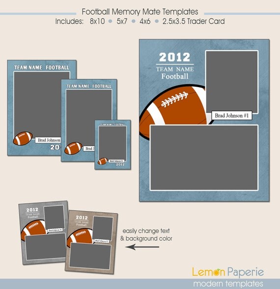 Football Memory Mate Templates Photoshop Template Includes