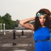 Neon Blue Tie Dye Rossette Headband