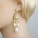 Bridal Chandelier Earrings,Wedding Chandelier,Vintage Style Chandelier,Gold Chandelier,Pearl Chandelier,Rhinestone Flower,Bridal Pearl