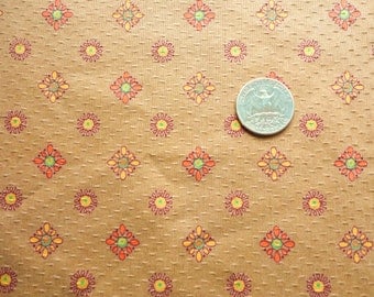 light brown floral print vintage cotton fabric -- 36 wide by 2 yards