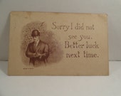 Antique 1911 Sepia Postcard  and/or Calling Card from Thayer Kansas