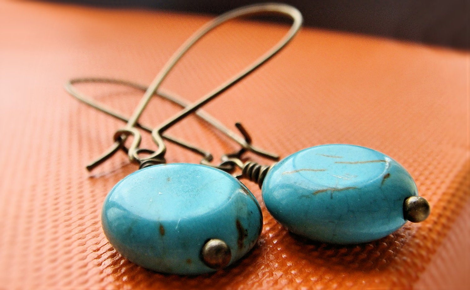 Tropical Turquoise Stone Long Drop Earrings by SharonDealJewellery