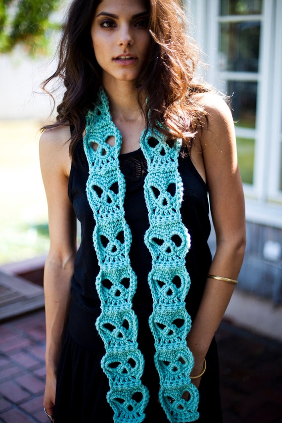 Hand Crocheted Classic Skull Scarf more colors