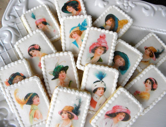 Downton Abbey -esque Wafer Papers for Cookies - 1920s Hats Edible Images