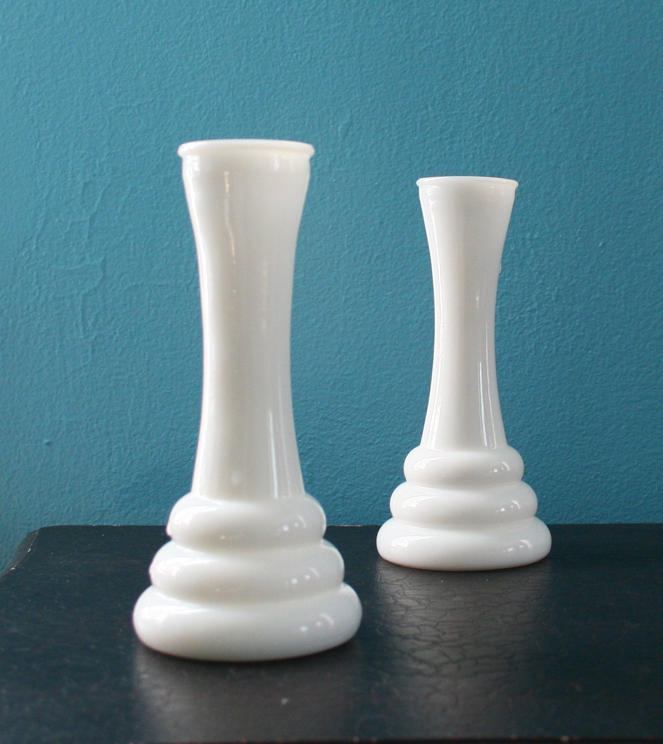 Vintage Bud Vase Pair Vintage Milk Glass Vases White