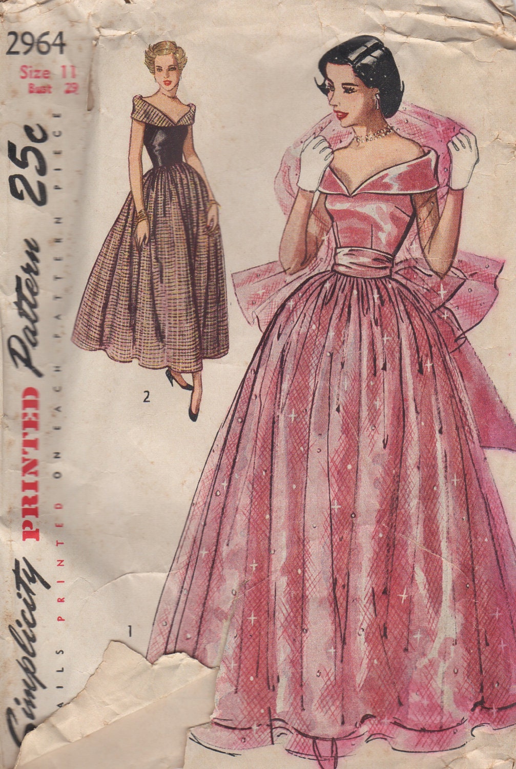 PRICE REDUCED Simplicity 2964 Glamorous 1940s Dress Pattern