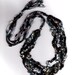 Crocheted Ribbon Necklace, Ladder Yarn Necklace in Black, Gold & Silver