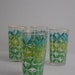 Mid Century Modern 8 oz Drinking Glasses - Juice Water Glass Cup Kitchen Kitschy Flower Pattern Asterisk Turquoise Green Tumbler Collectable