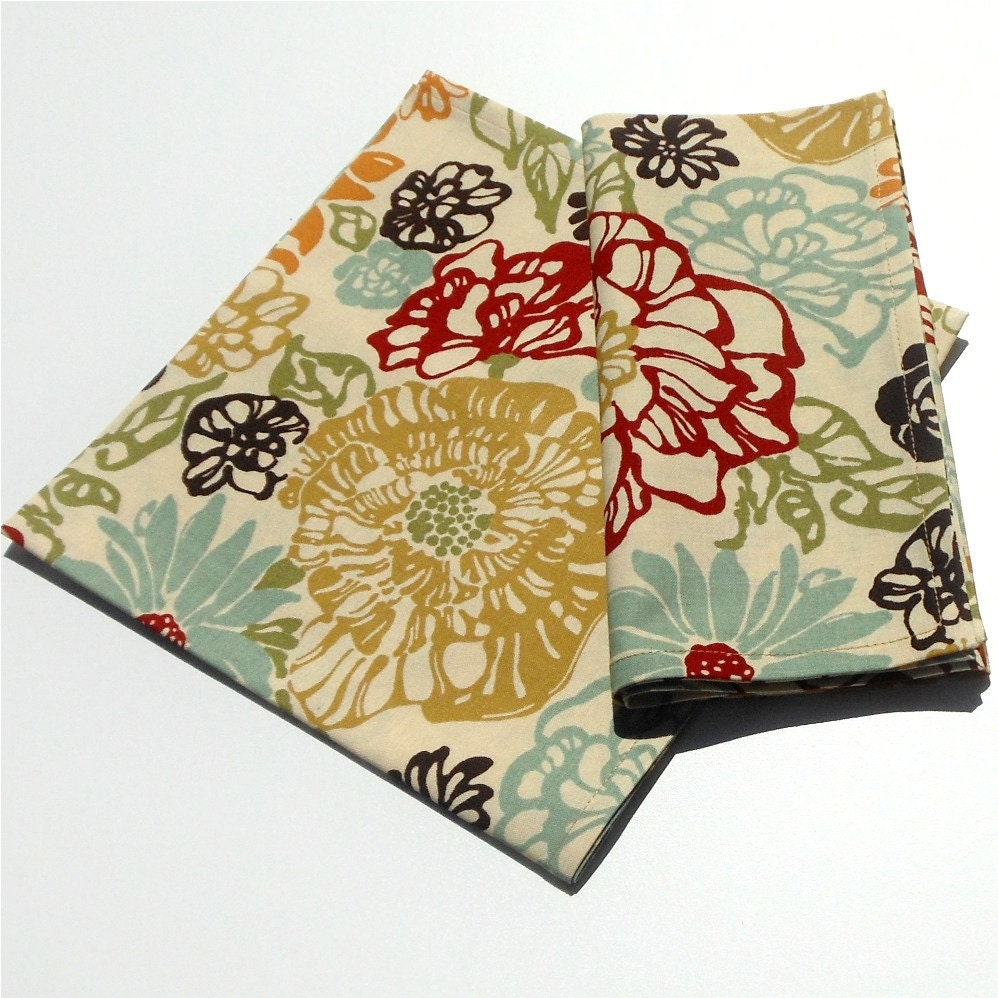 Cloth Napkins//Modern Floral Napkins//Set of 2