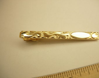 Signet engravable Tie clip Gold filled Raised relief fancy ornate Alligator Clasp business anniversary wedding money clip