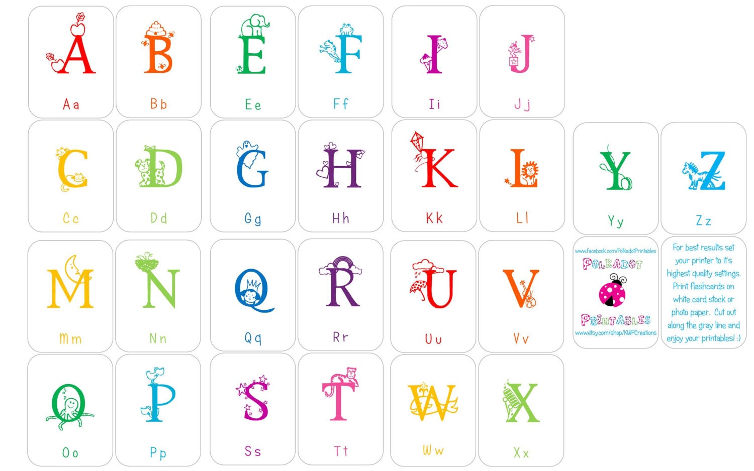 alphabet flashcards upper and lowercase instant download