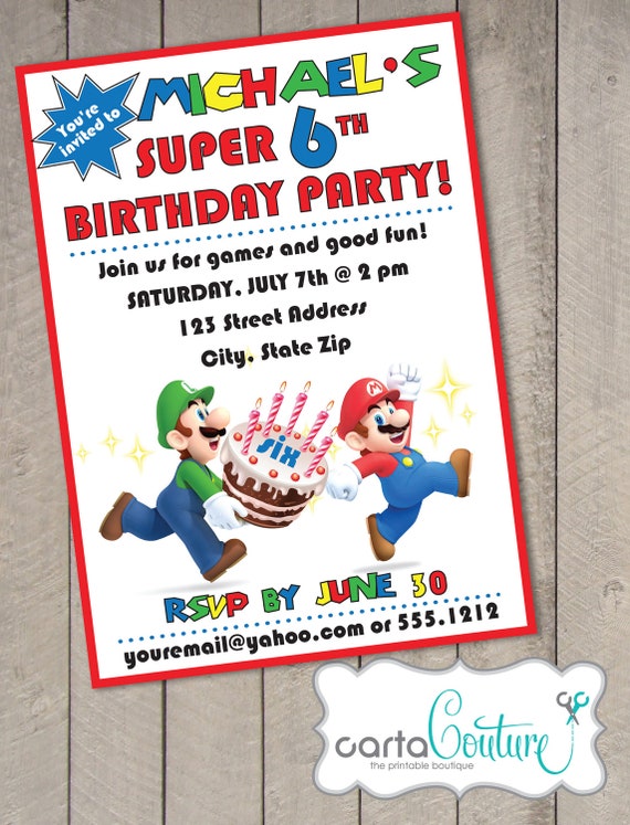 Items Similar To Super Mario Bros Diy Printable Birthday Invitation By