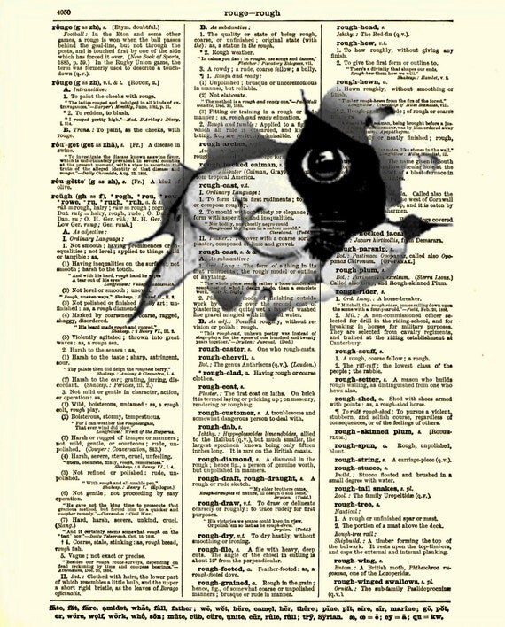 Kitty Tearing Out of a Dictionary Art Page Cat Art Print