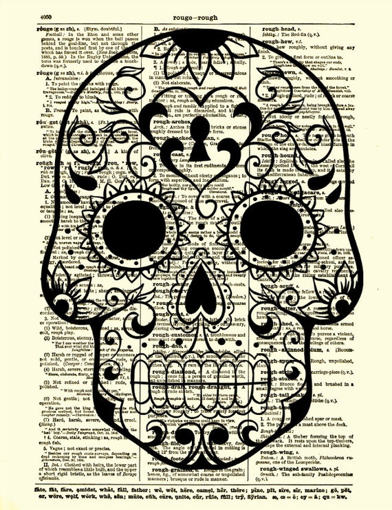 Sugar Skull Art Heart Sugar Skull by ReImaginationPrints on Etsy