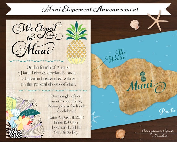 Items similar to Custom Wedding Map, Maui Wedding Announcement ...