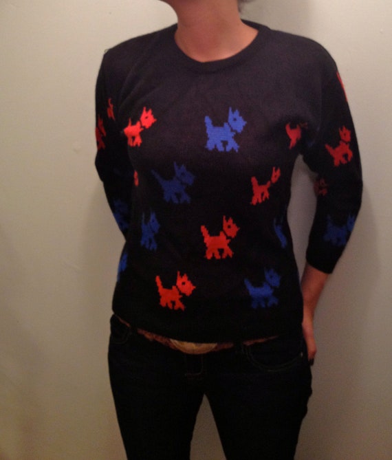 Vintage Scottie Dog Sweater Women's Small