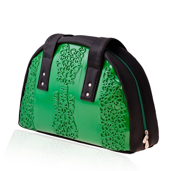 Vegan shoulder bag, hipster PVC shoulder bag, green shoulder hobo purse, chic color shoulder bag by medusa bags