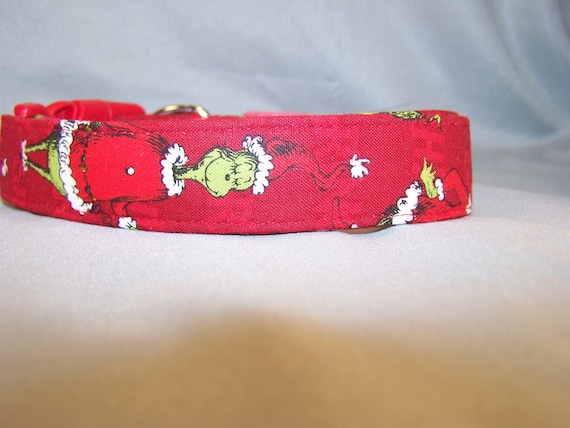 Red Cartoon Grinch Pet Collar