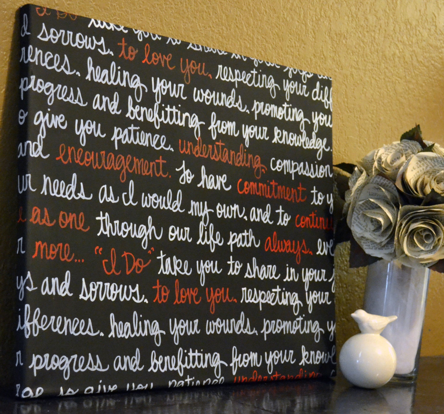 Custom Wedding Vows Handwritten Script Canvas Wall Art