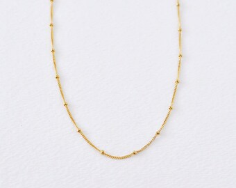 Gold dotted necklace - delicate gold filled chain necklace - tiny dotted chain - simple layering gold necklace - minimal/Satellite necklace