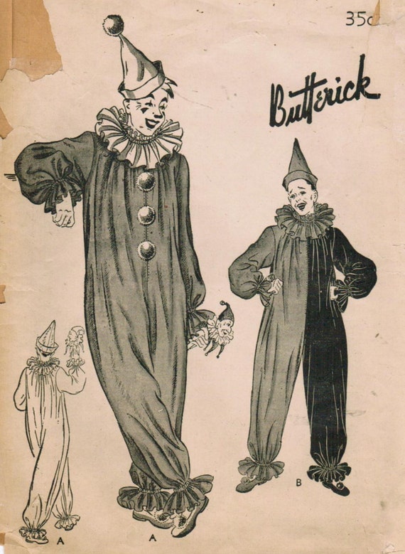1940s Butterick 1694 Vintage Sewing Pattern Child's Clown