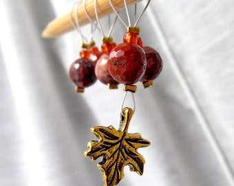 LAST SETS - Autumn Burned Brightly - Six Snag Free Stitch Markers - Fits Up To 5.5 mm (9 US) - Limited Edition