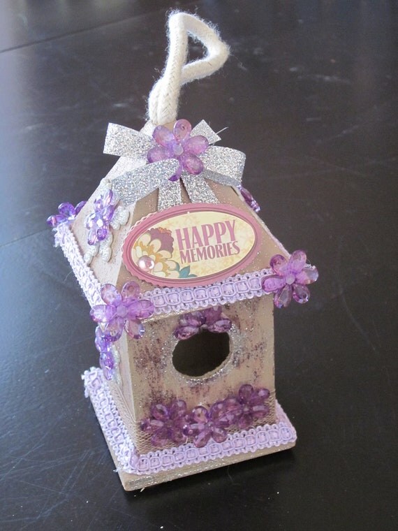 PURPLE BIRDHOUSE DECOR