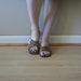 70s Ferragamo Brown Woven Covered Leather Sling Back Sandals Criss Cross Strap Square Heel Us 8 / Uk 6 / EU 38